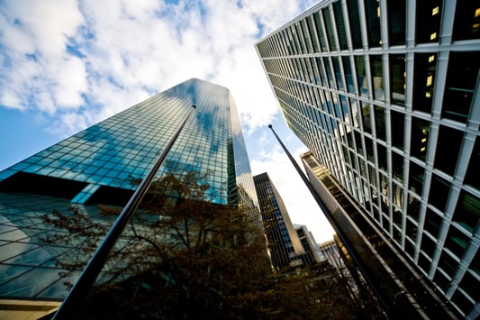 tall office buildings pointing towards the sky